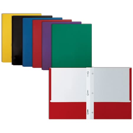 Better Office Products Letter Size Paper Portfolios With Prongs - 50 Pack Assorted Colors (2-Pocket Folders)